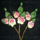 Paper Tea Roses with Leaves - Cream/Pink