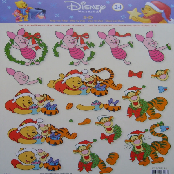 Winnie The Pooh & Friends Christmas Fun 25 3d Decoupage Sheet 