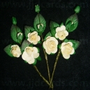 Paper Tea Roses with Leaves - Cream