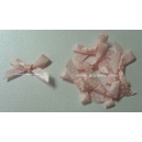 Swiss Dot - Satin Bows - Baby Pink